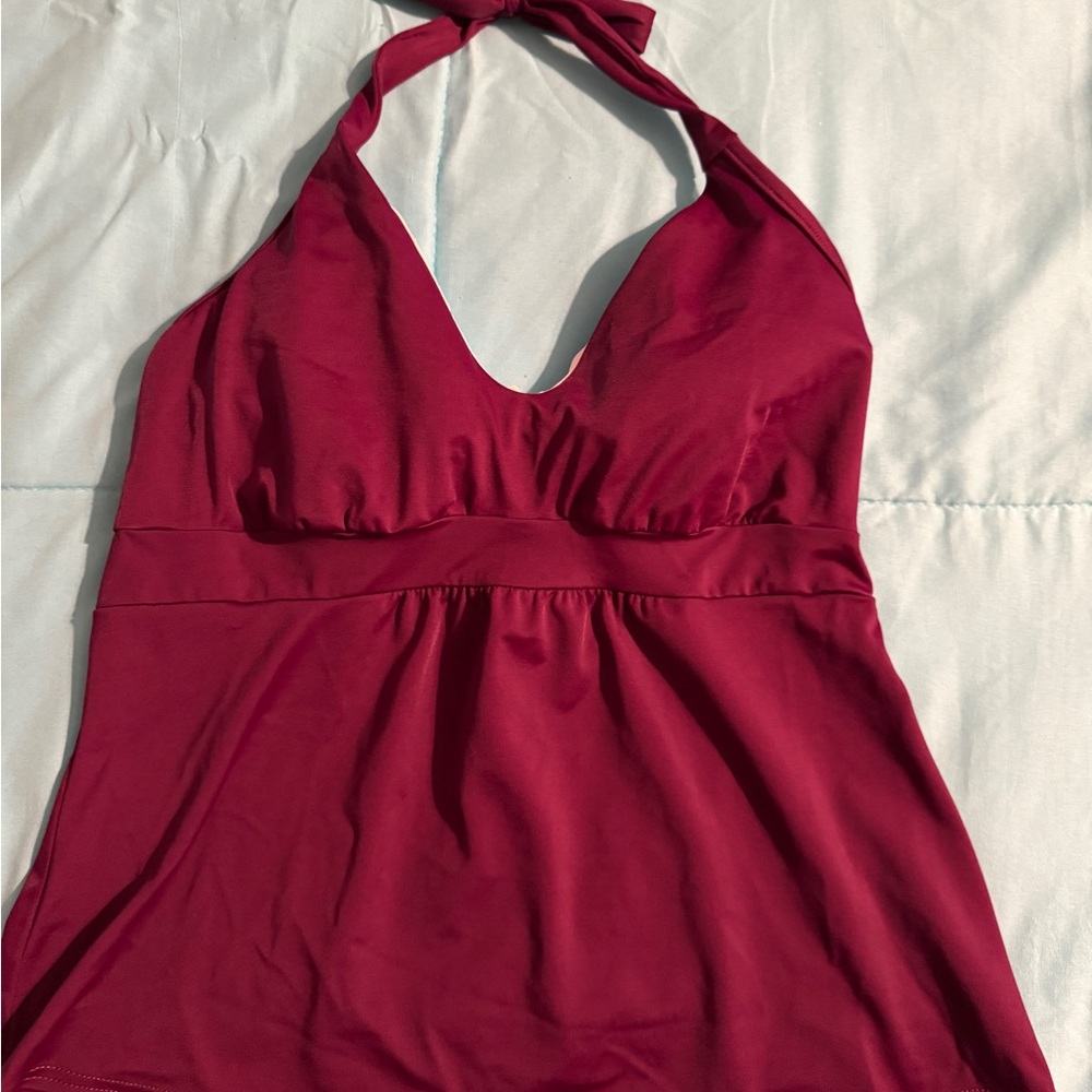 Halter Neck Deep Purple tankini top only with shelf support built in- Brand New